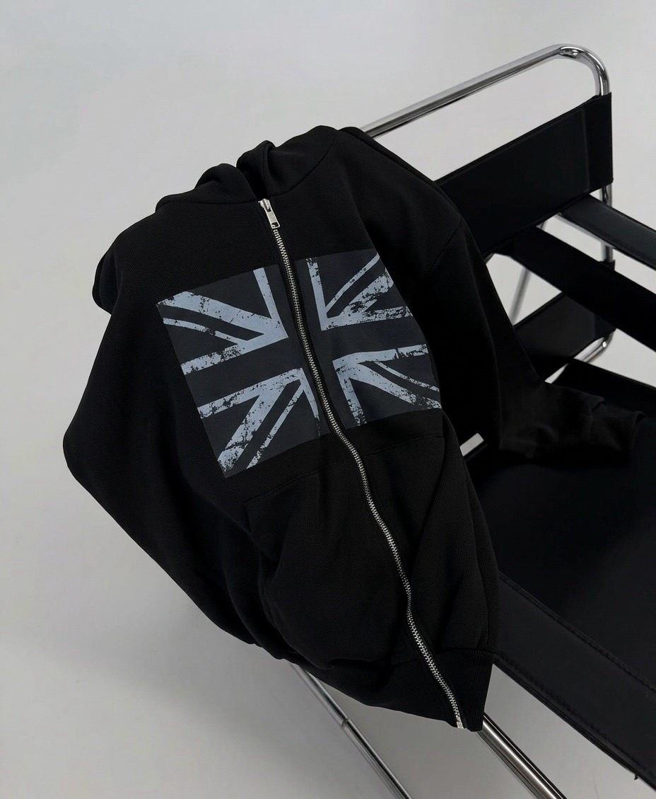 UK Flag Oversized Zipper Hoodie