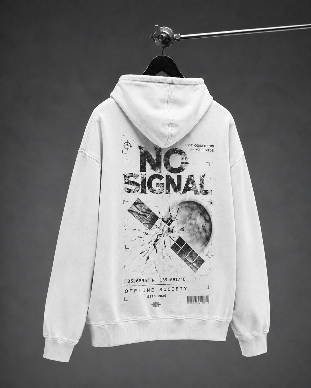 No Signal Washed Oversized Hooded Sweatshirt