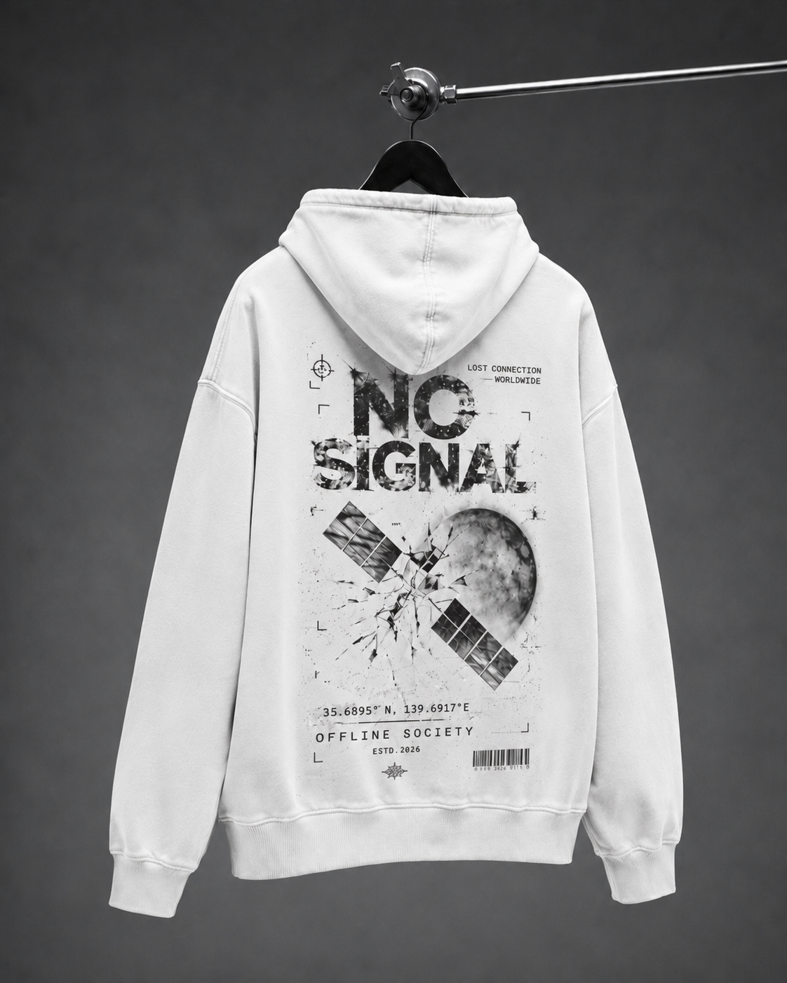 No Signal Washed Oversized Hooded Sweatshirt