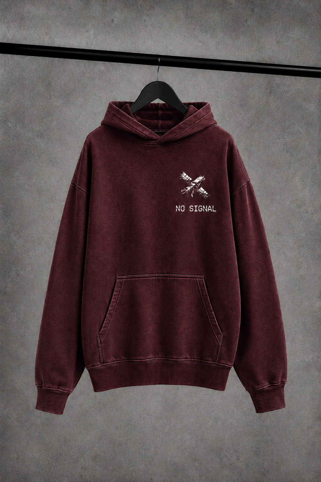 No Signal Washed Oversized Hooded Sweatshirt