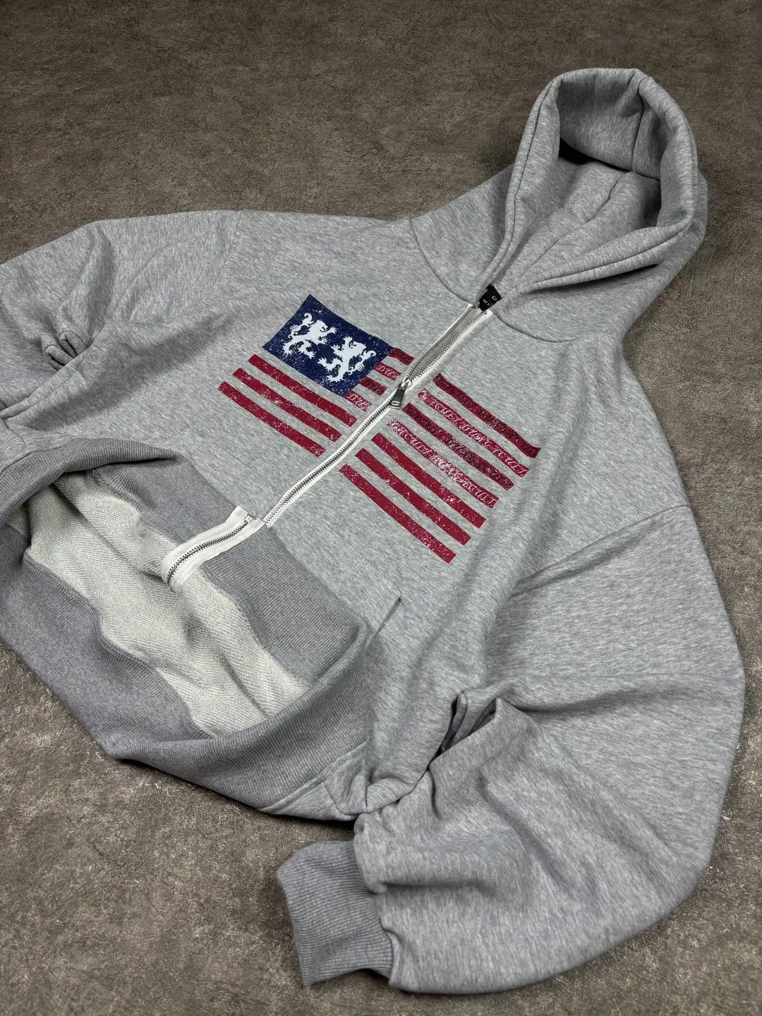 American Flag Oversized Zipper Hoodie