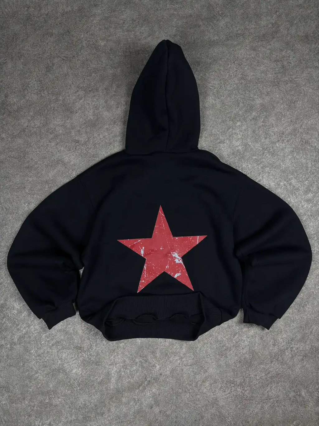 Crimson Star Oversized Hooded Sweatshirt