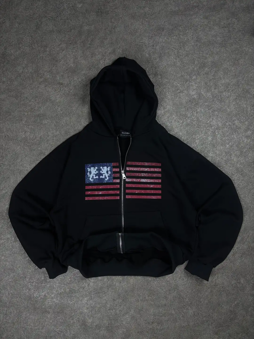 American Flag Oversized Zipper Hoodie