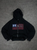 American Flag Oversized Zipper Hoodie