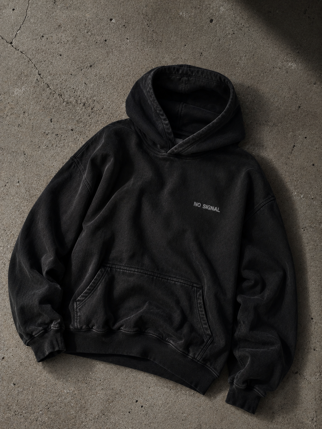 No Signal Washed Oversized Hooded Sweatshirt